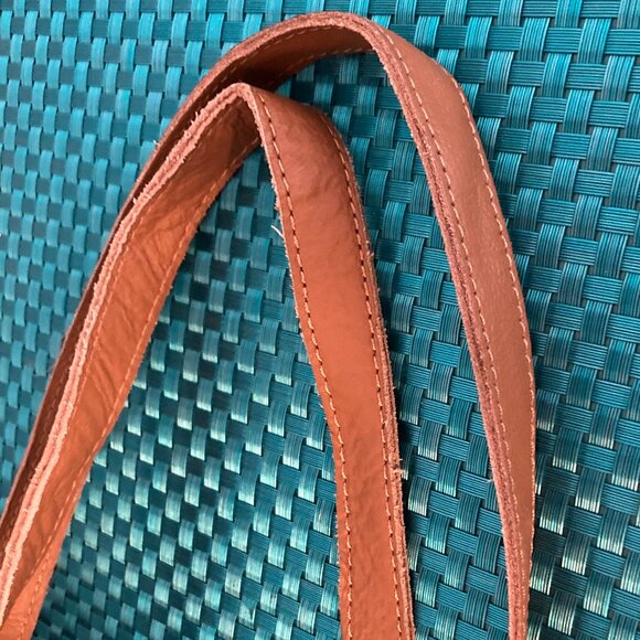 Zippered Leather Camel Color Tote Bag by JM New York - Picture 11 of 16